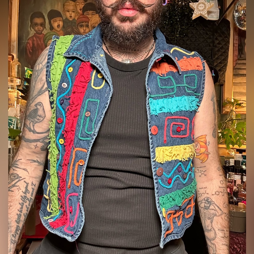 Vibrant Multicolor Denim Vest